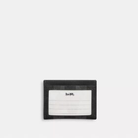 Portcard subțire din Signature Canvas cu dungi
