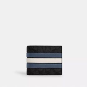 Portofel 3-în-1 din Signature Canvas cu dungi Varsity
