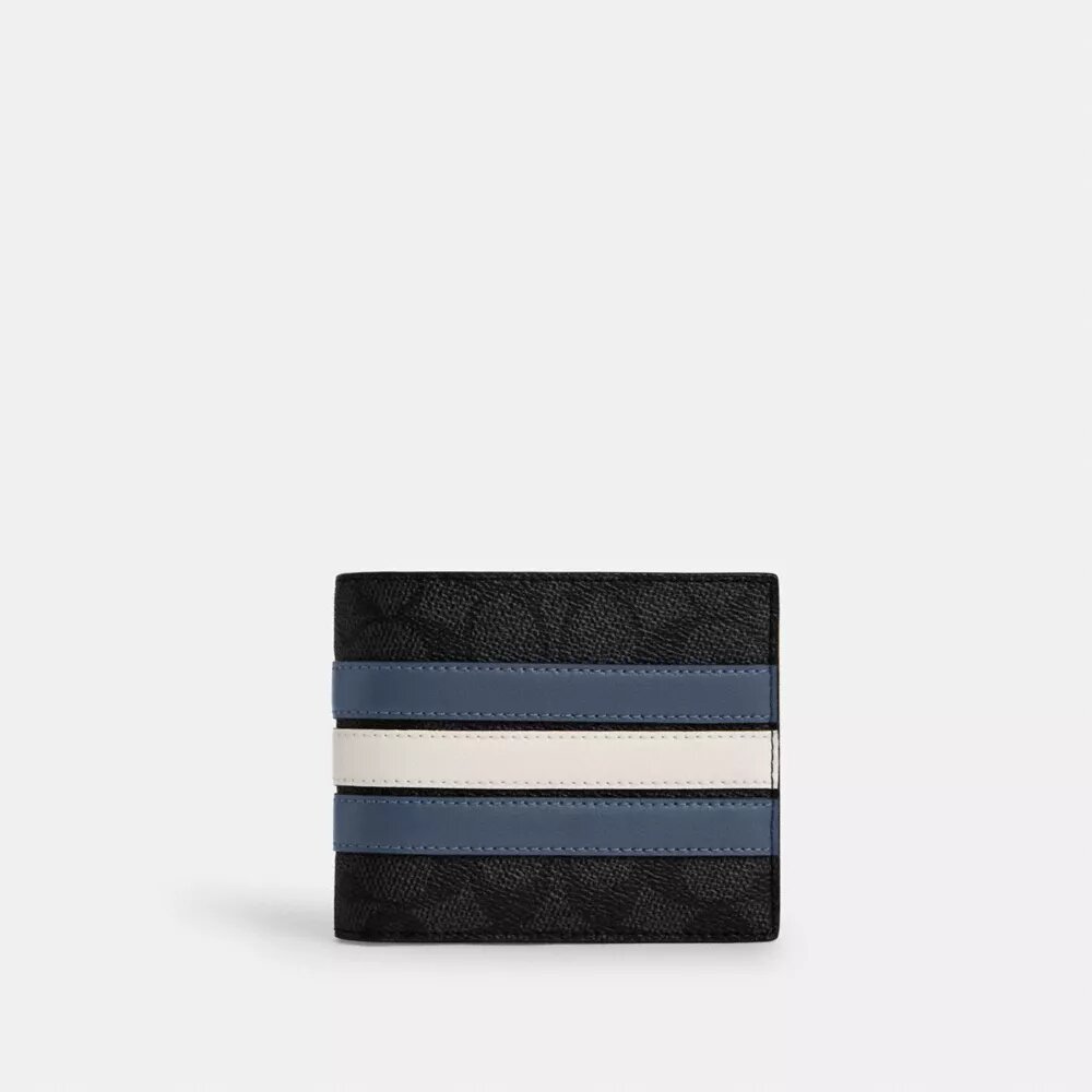 Portofel 3-în-1 din Signature Canvas cu dungi Varsity