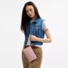 Portofel cu fermoar dublu din denim semnătura