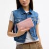 Portofel cu fermoar dublu din denim semnătura