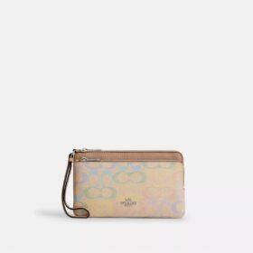 Portofel cu fermoar dublu din pânză Rainbow Signature Canvas