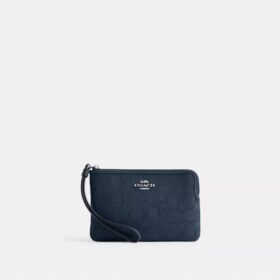 Portofel de mână cu fermoar în colț din țesătură jacquard Signature