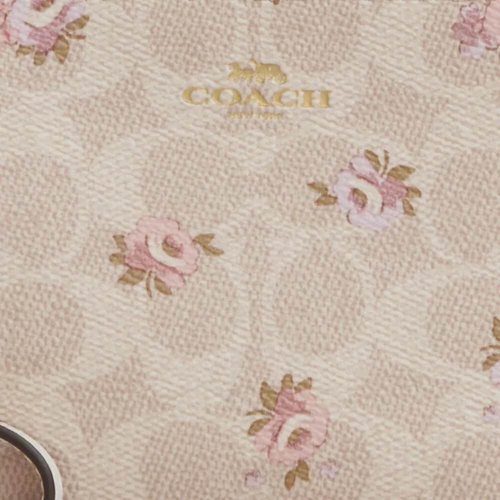 Portofel de mână cu fermoar în colț, din Signature Canvas cu imprimeu floral