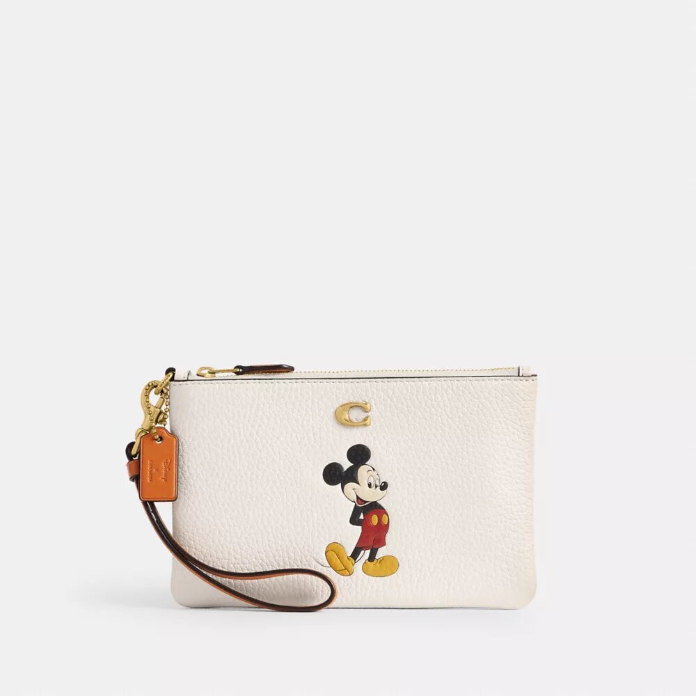 Portofel de mână mic Disney X Coach Essential din piele regenerativă cu Mickey Mouse