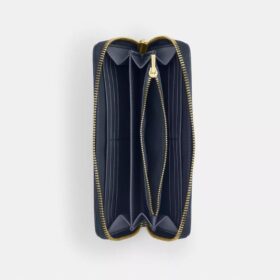Portofel lung cu fermoar pe toată lungimea din denim semnătură