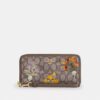 Portofel lung cu fermoar pe toată lungimea, din jacquard „Signature” cu broderie florală