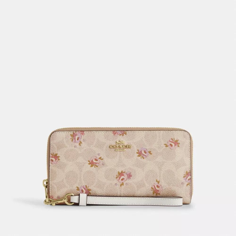 Portofel lung cu fermoar pe toată lungimea, din Signature Canvas cu imprimeu floral