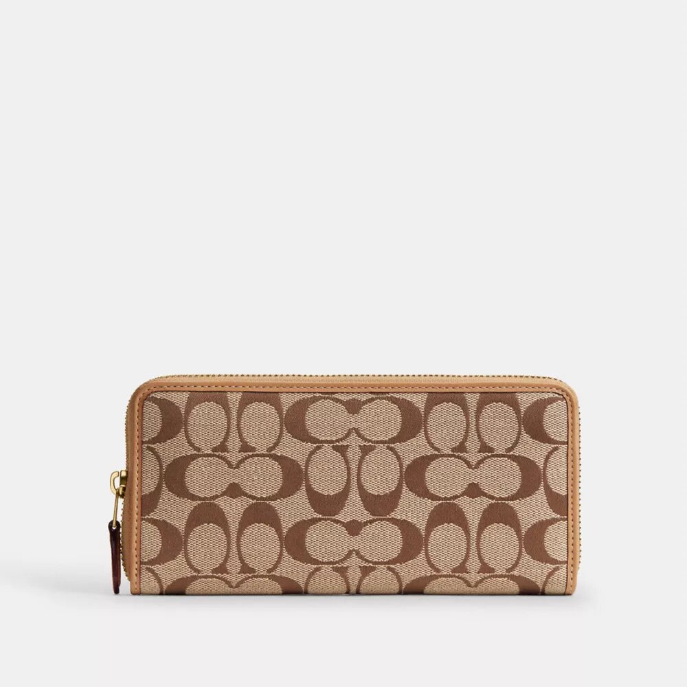 Portofel subțire esențial tip acordeon cu fermoar, din jacquard semnătura