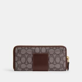 Portofel subțire esențial tip acordeon cu fermoar, din jacquard semnătura