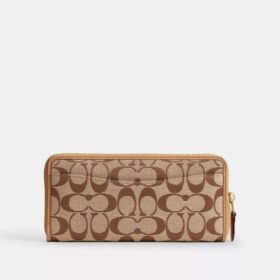 Portofel subțire esențial tip acordeon cu fermoar, din jacquard semnătura