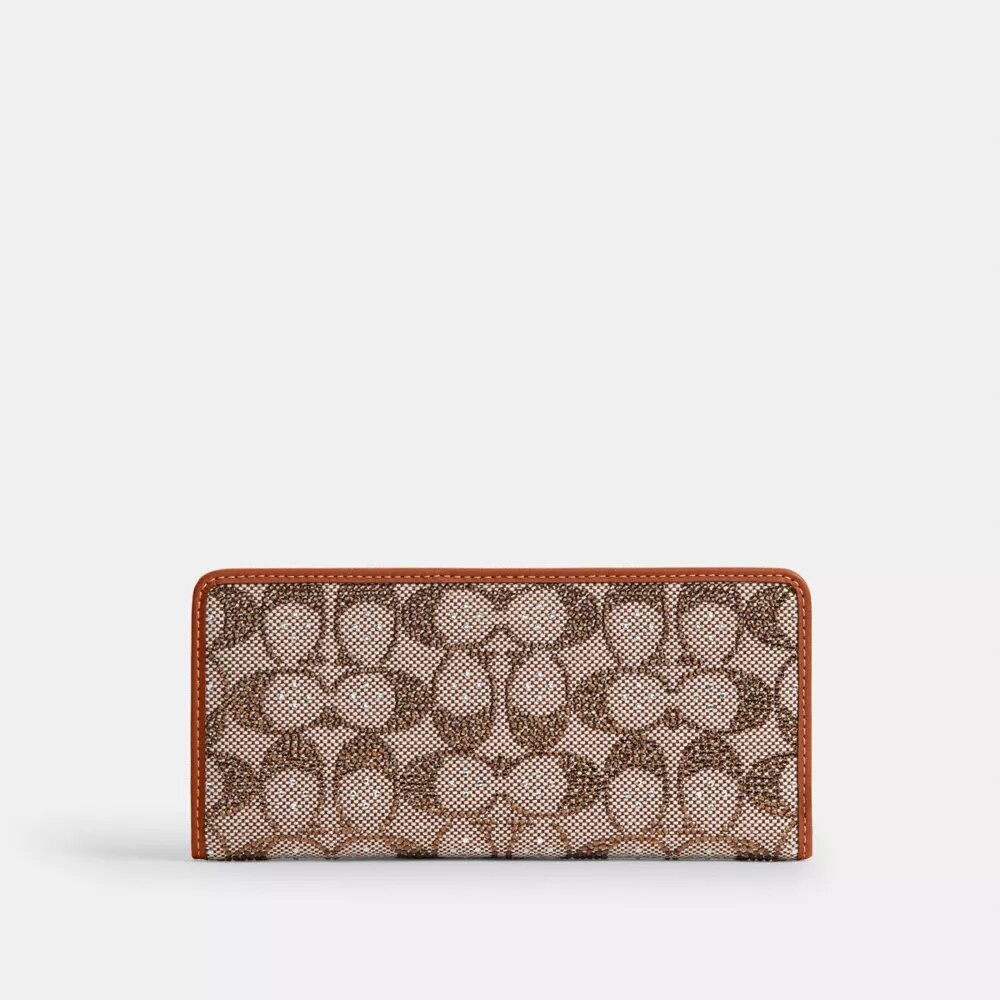 Portofel subțire Essential din jacquard semnătura cu cristale