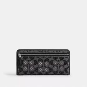 Portofel subțire Essential din jacquard semnătura cu cristale