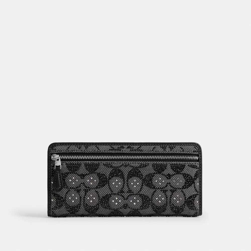 Portofel subțire Essential din jacquard semnătura cu cristale