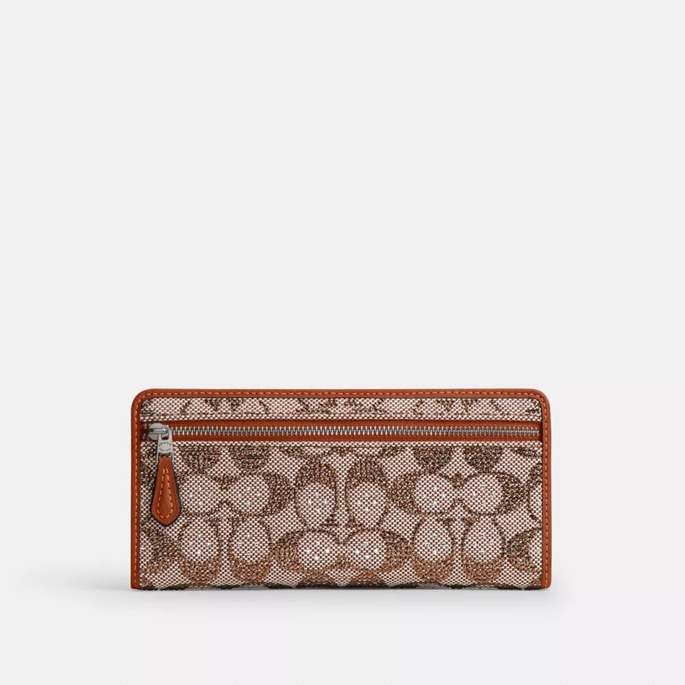Portofel subțire Essential din jacquard semnătura cu cristale
