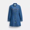 Rochie din denim cu mâneci lungi din bumbac organic