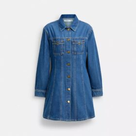 Rochie din denim cu mâneci lungi din bumbac organic