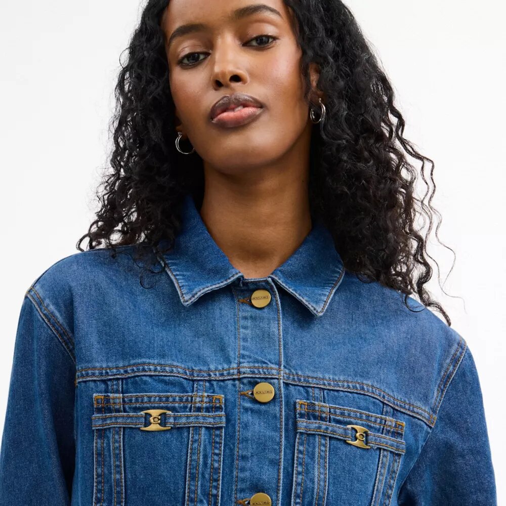 Rochie din denim cu mâneci lungi din bumbac organic