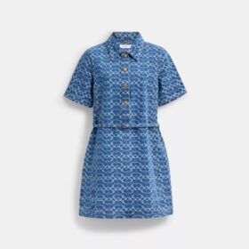 Rochie din denim semnată, din bumbac organic