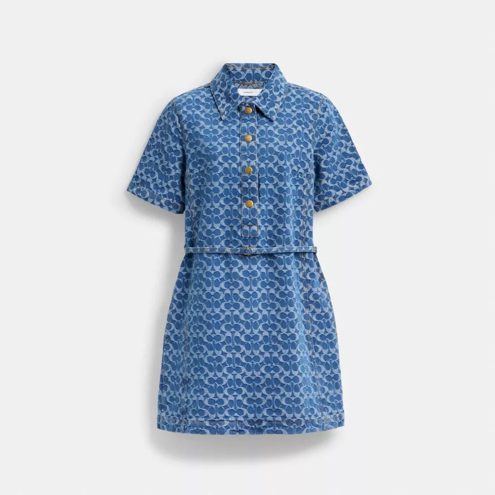 Rochie din denim semnată, din bumbac organic
