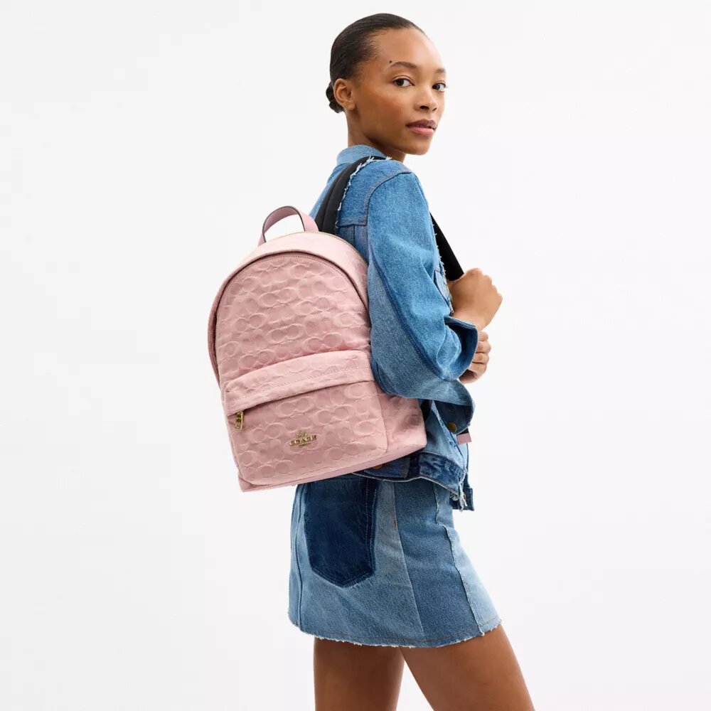 Rucsac mic Taylor din denim semnătură