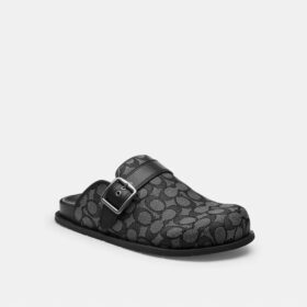 Saboți cu cataramă din țesătură Jacquard semnătură