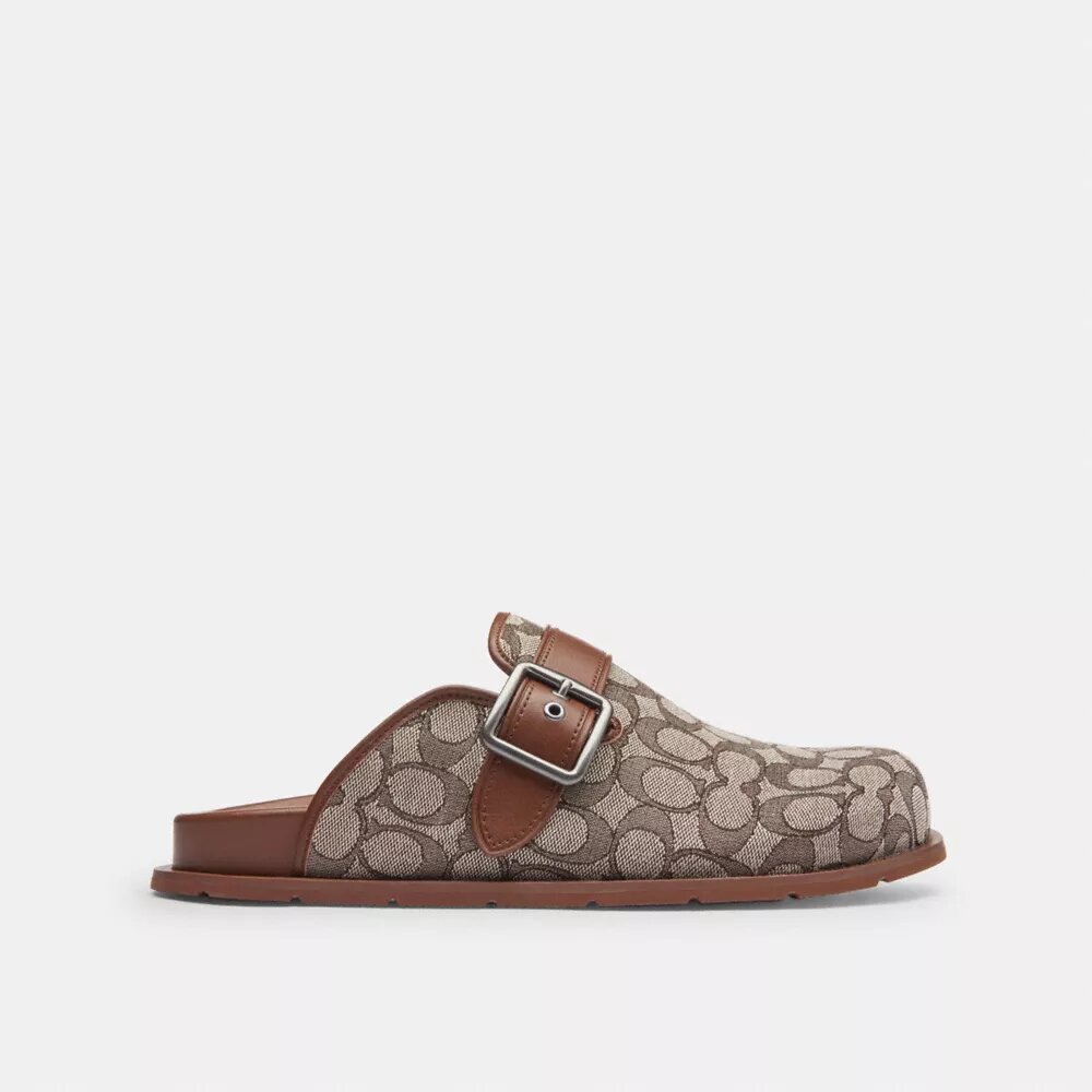 Saboți cu cataramă din țesătură Jacquard semnătură