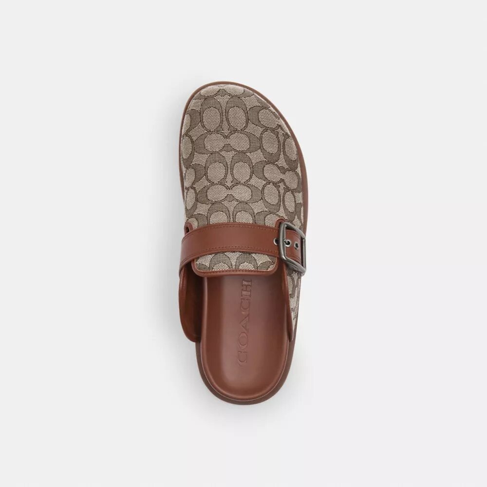 Saboți cu cataramă din țesătură Jacquard semnătură