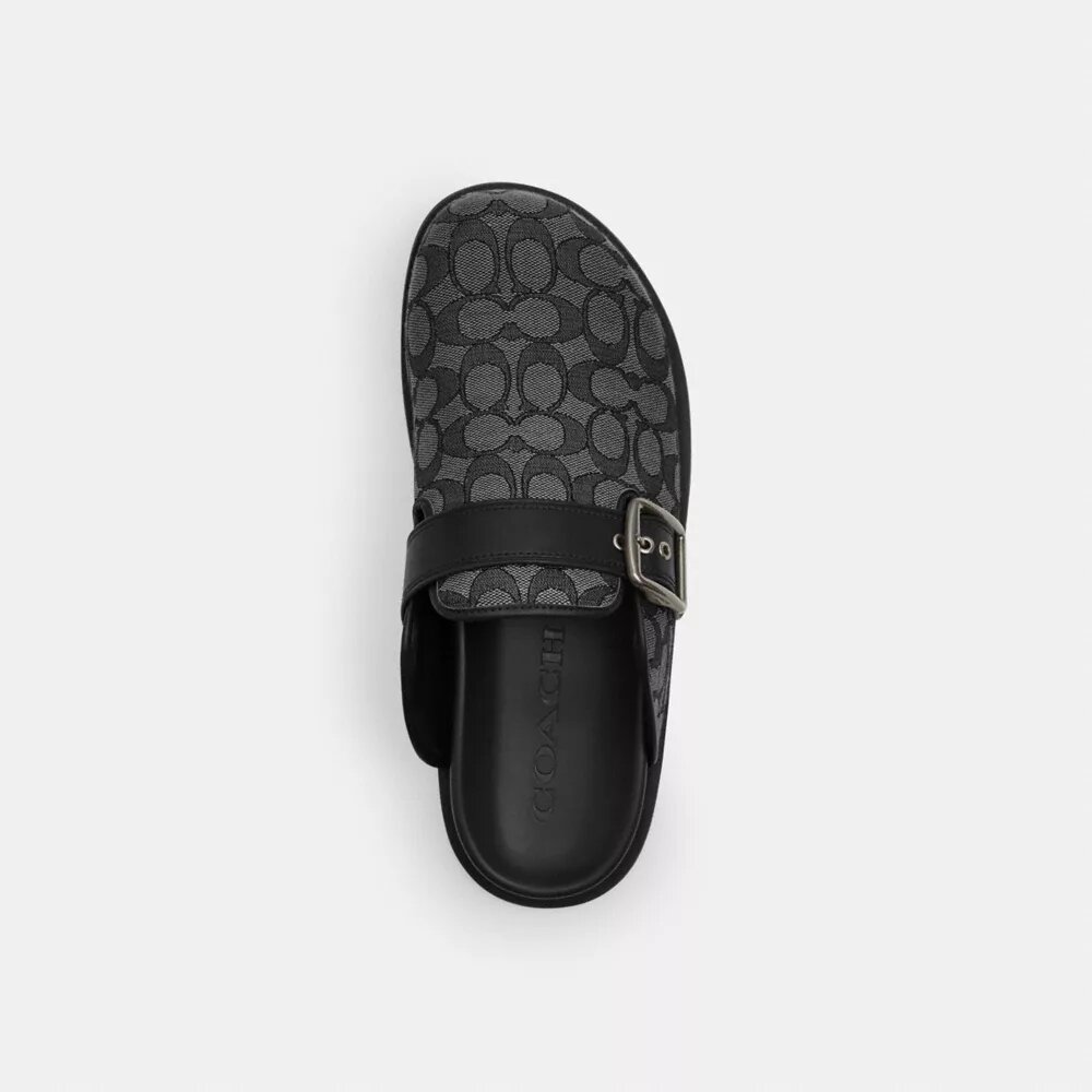 Saboți cu cataramă din țesătură Jacquard semnătură