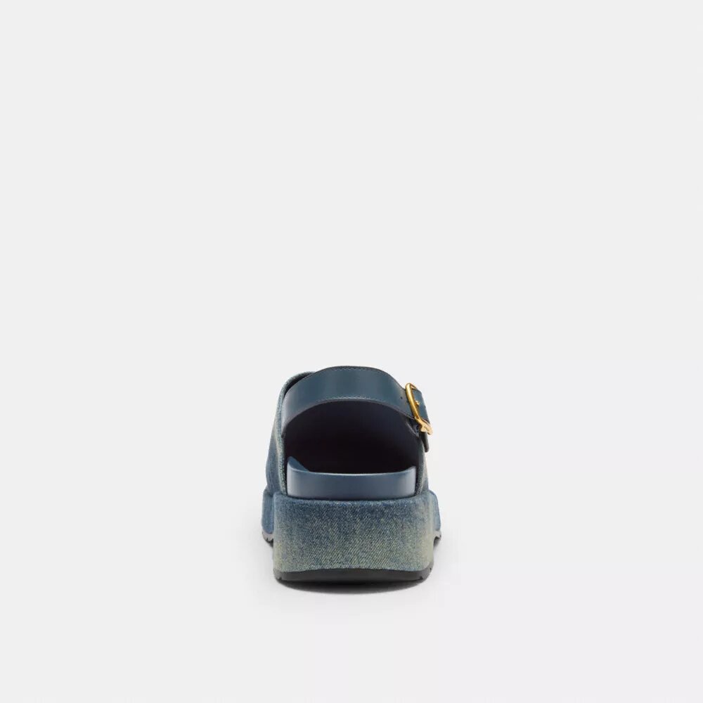 Saboți cu platformă C sculptați din denim cu aspect uzat
