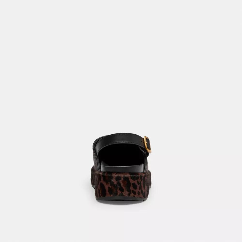 Saboți cu platformă C sculptați și imprimeu leopard