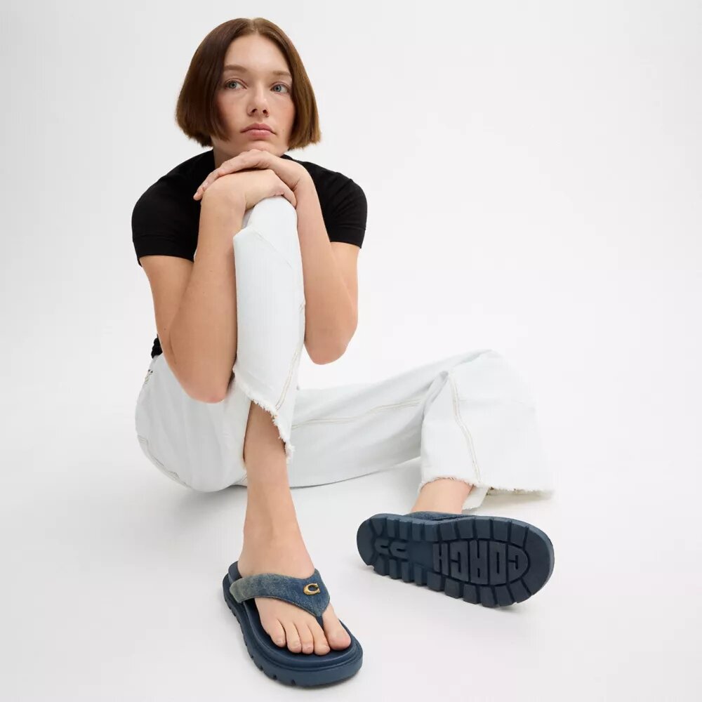 Sandale Brynn cu baretă din denim „Loved”