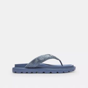Sandale Brynn cu baretă din denim semnătura cu cristale