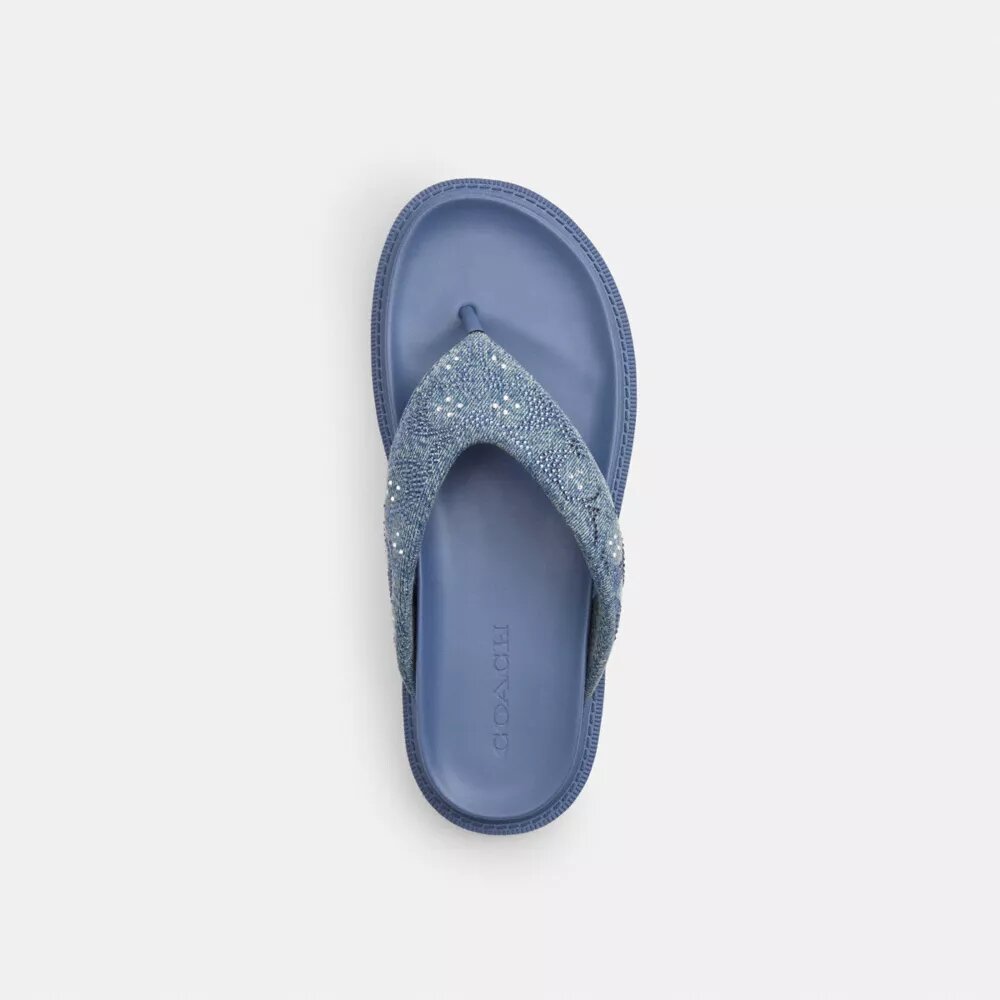 Sandale Brynn cu baretă din denim semnătura cu cristale