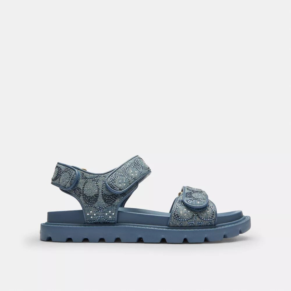 Sandale Brynn din denim semnătura cu cristale