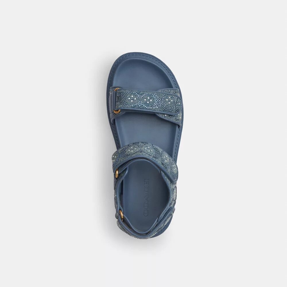Sandale Brynn din denim semnătura cu cristale
