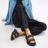Sandale cu barete din jacquard caracteristic