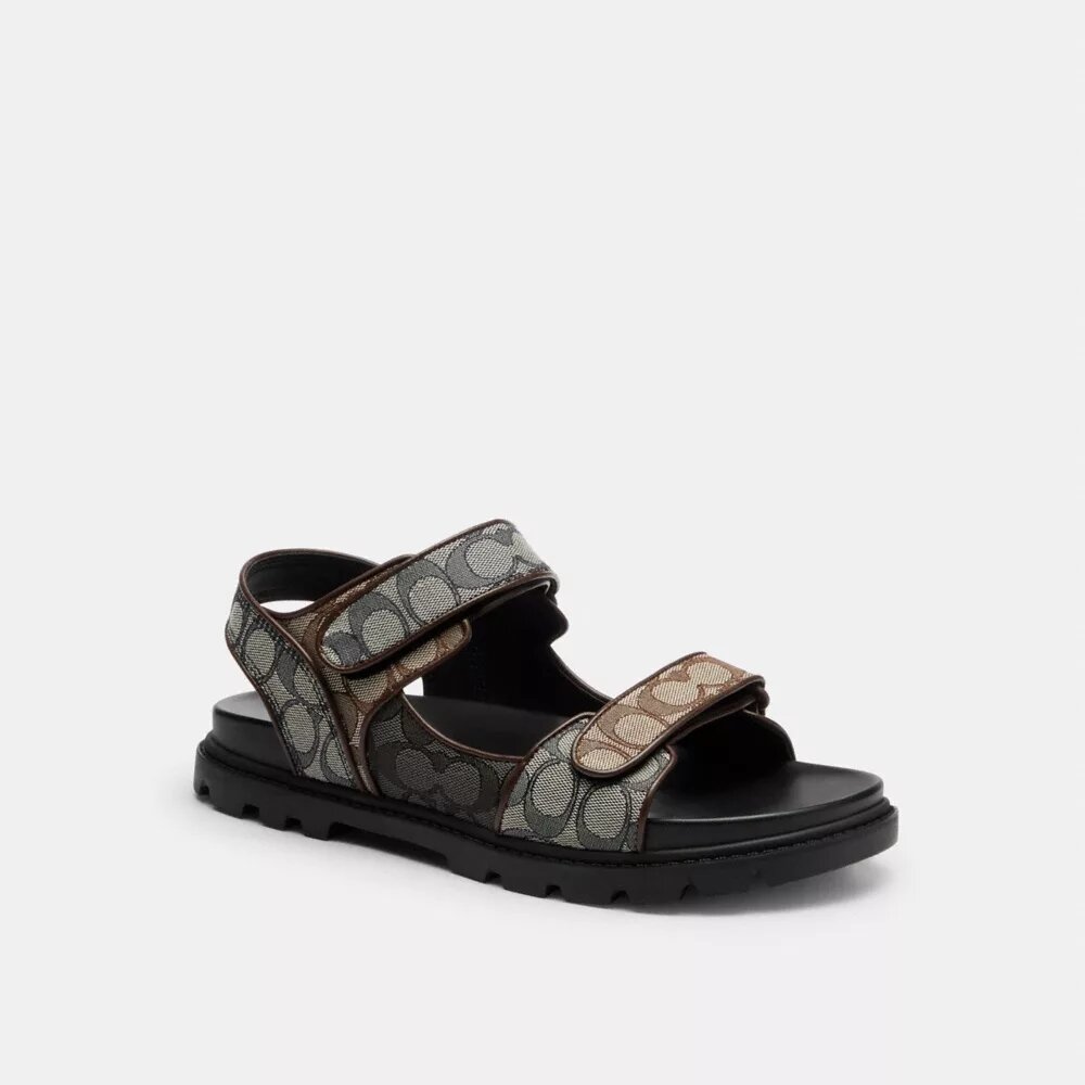 Sandale cu două curele în modelul caracteristic Jacquard