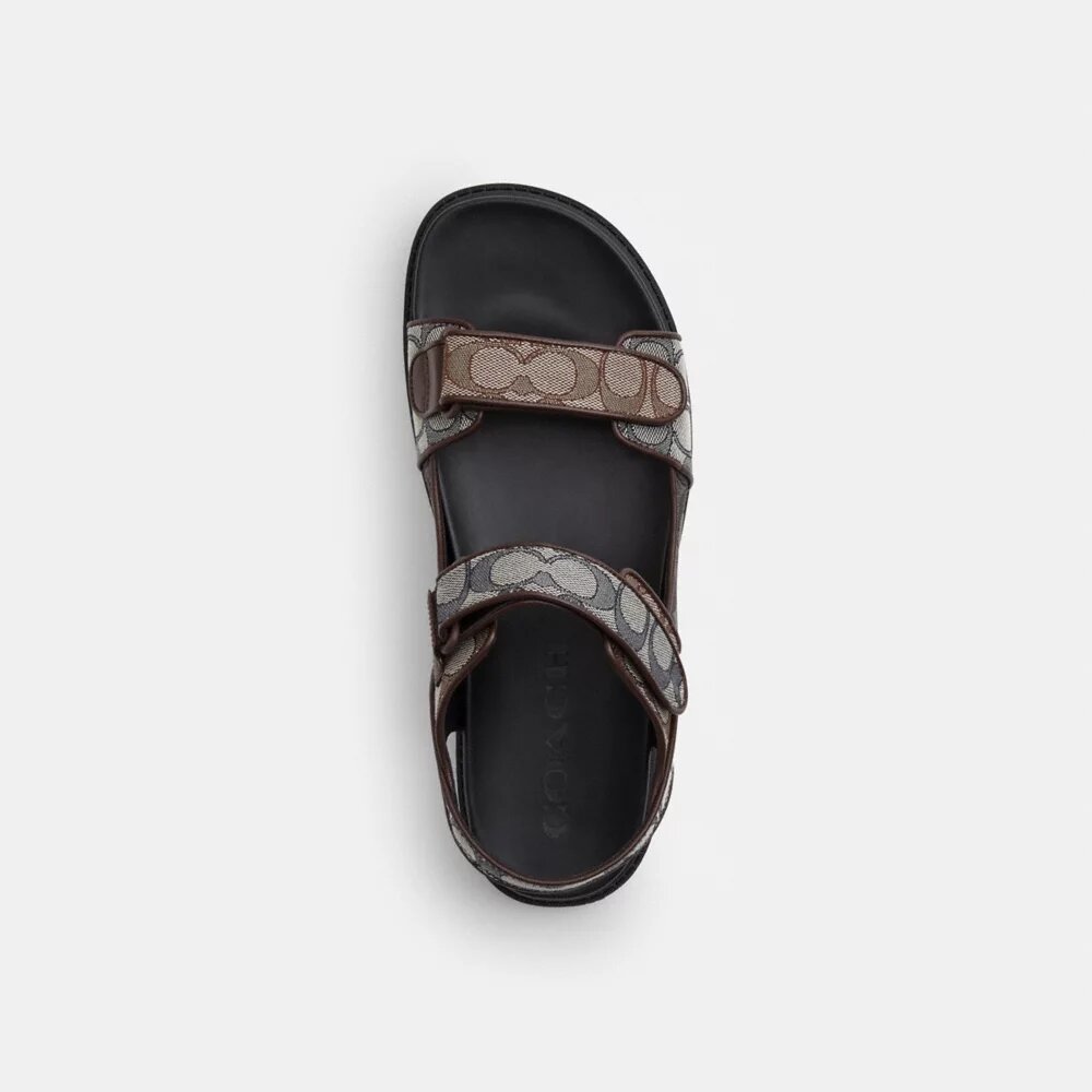 Sandale cu două curele în modelul caracteristic Jacquard