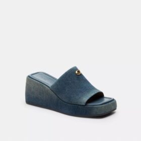 Sandale cu platformă Marie din denim uzat
