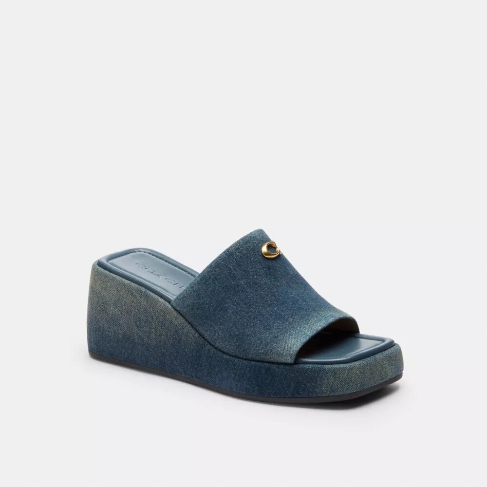 Sandale cu platformă Marie din denim uzat