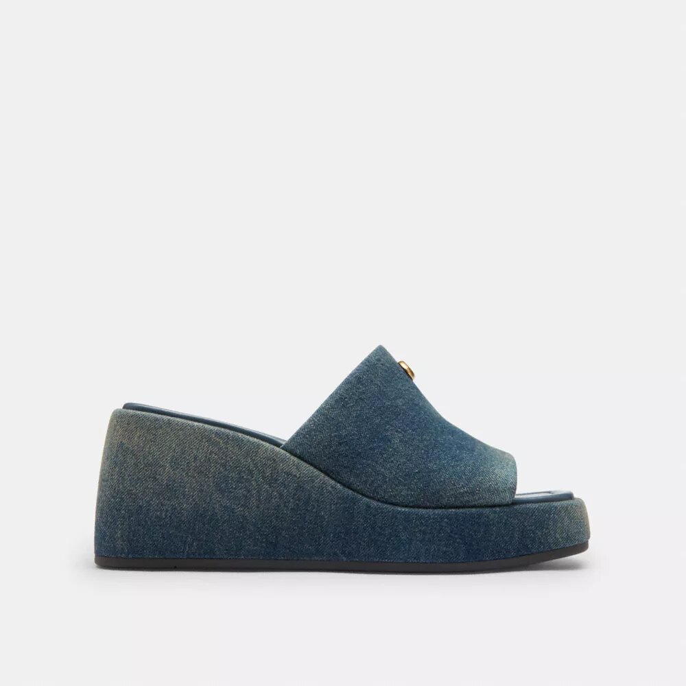 Sandale cu platformă Marie din denim uzat