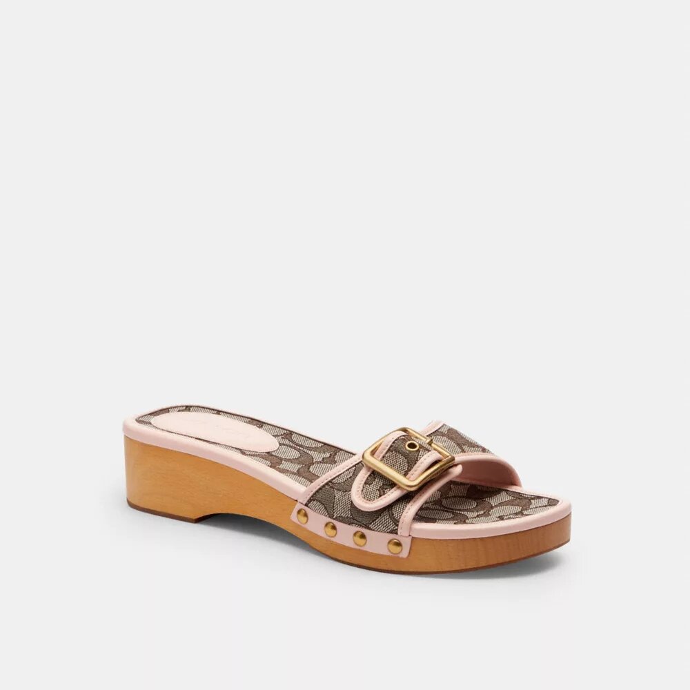 Sandale Margot din lemn cu jacquard caracteristic