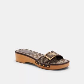 Sandale Margot din lemn cu jacquard caracteristic