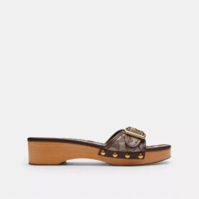 Sandale Margot din lemn cu jacquard caracteristic