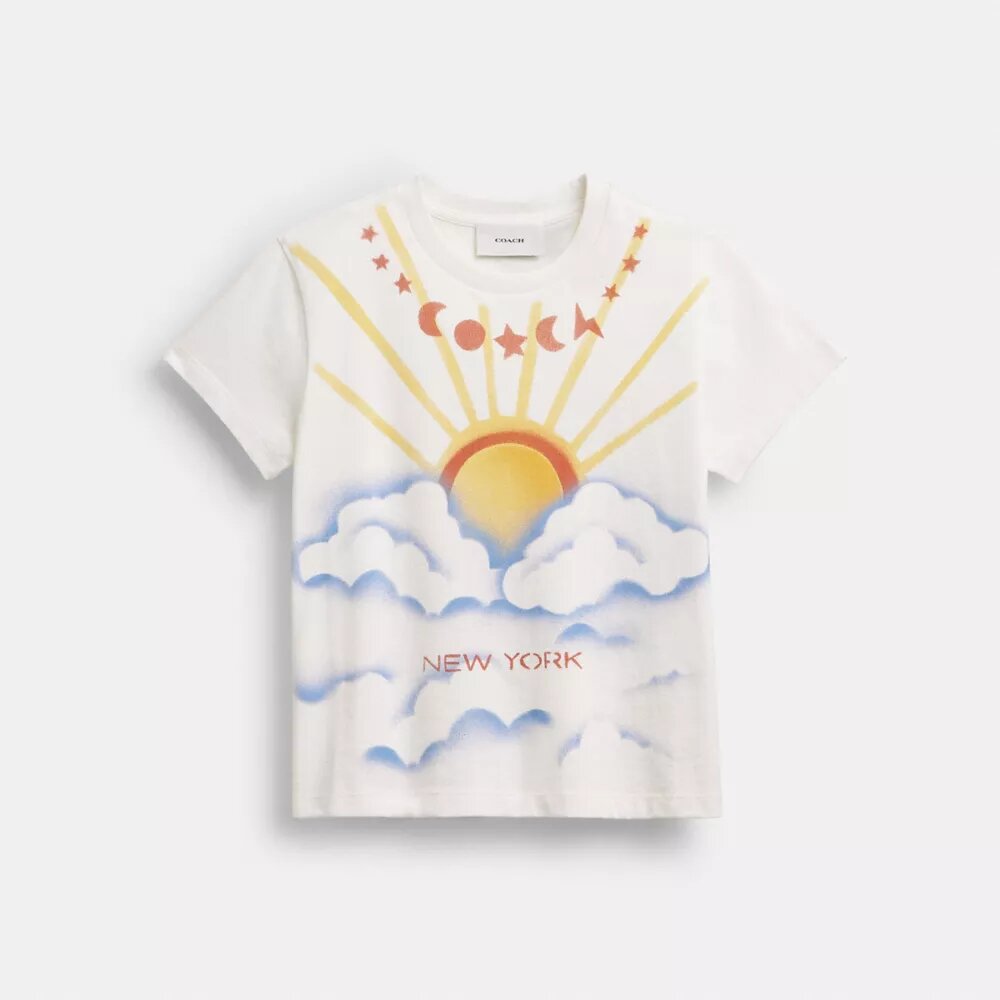 Tricou cu croială din anii '90, cu imprimeu realizat cu aerograf, din bumbac organic