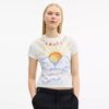 Tricou cu croială din anii '90, cu imprimeu realizat cu aerograf, din bumbac organic