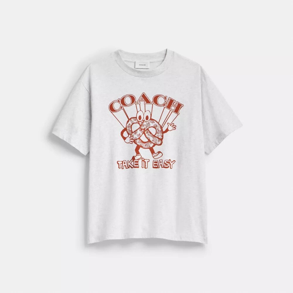 Tricou lejer cu imprimeu „Pretzel” din bumbac organic