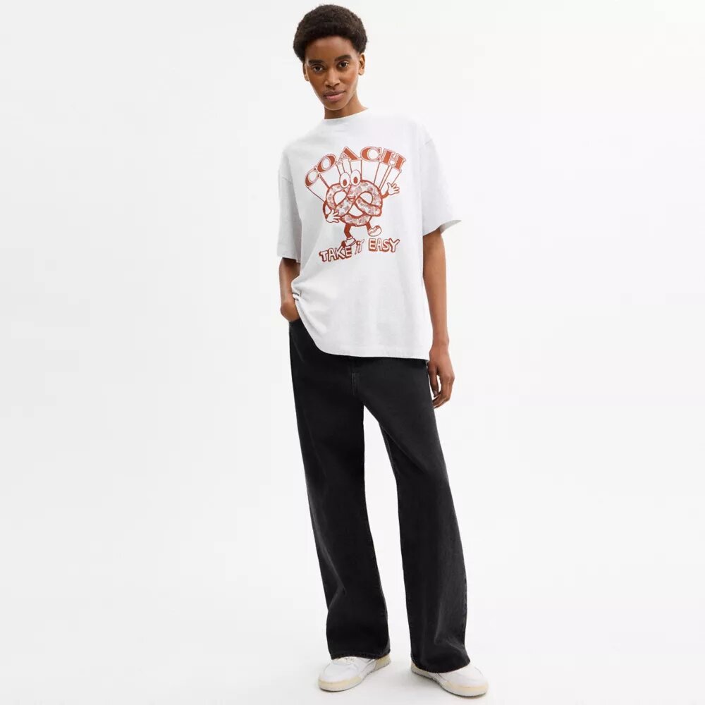 Tricou lejer cu imprimeu „Pretzel” din bumbac organic