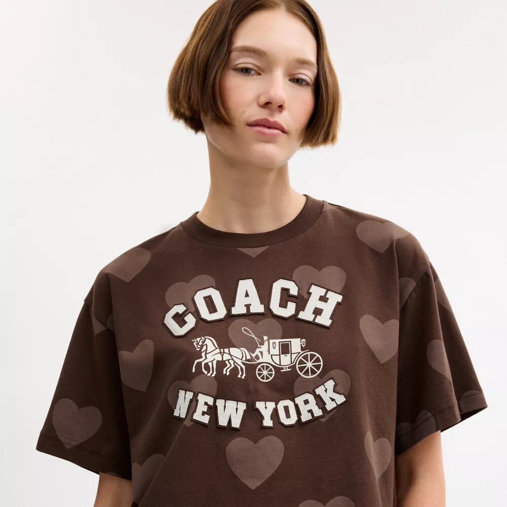 Tricou scurt cu imprimeu de inimă, Horse and Carriage, din bumbac organic